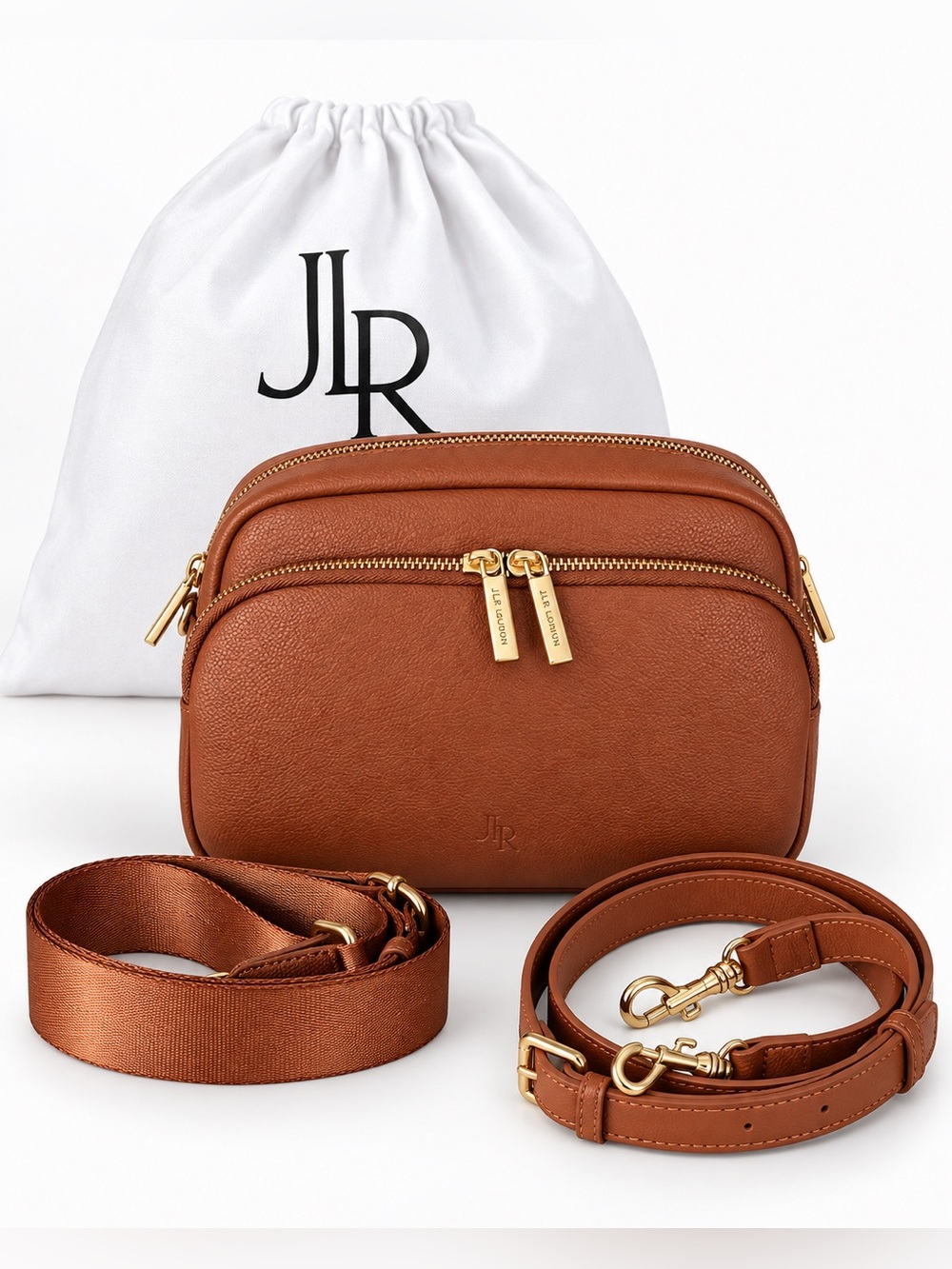 JLR London Chelsea Maxi Luxe Leather Bag Tan Brown Crossbody